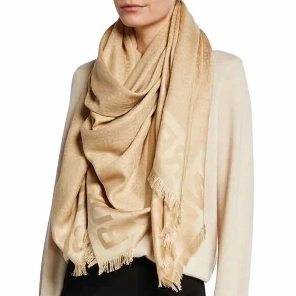 Burberry Unisex Metallic Monogram Large 140 x 140cm Square Scarf - Picture 1 of 6